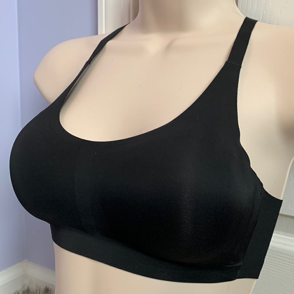 No Boundaries Laser Cut Flat Edge Removable Pads Lounge Bralette Bra S black